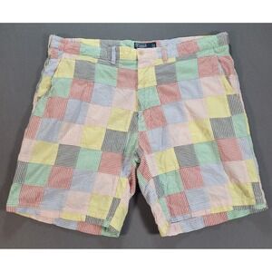 Polo Ralph Lauren Men Shorts Size 40 Multicolor Patchwork Seersucker Preppy